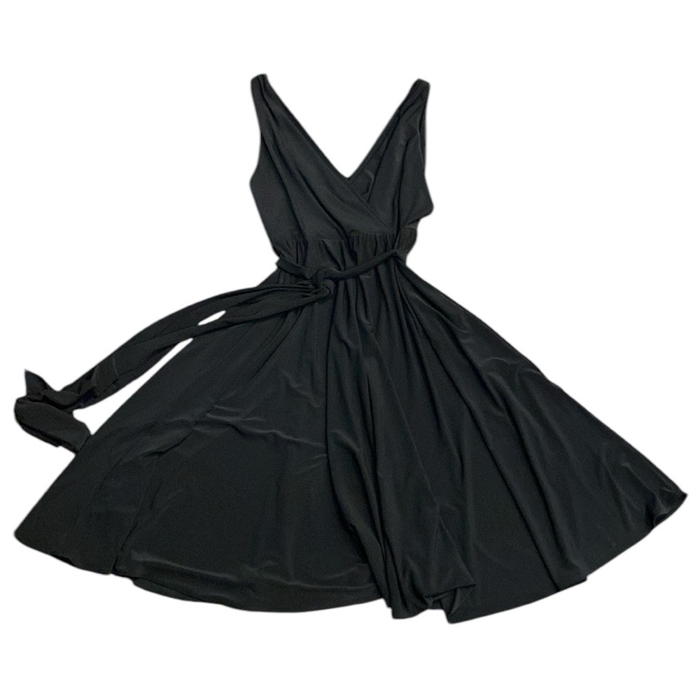 Lauren Ralph Lauren Deep V-Neckline Sleeveless Black A Line Flowy Dress 8